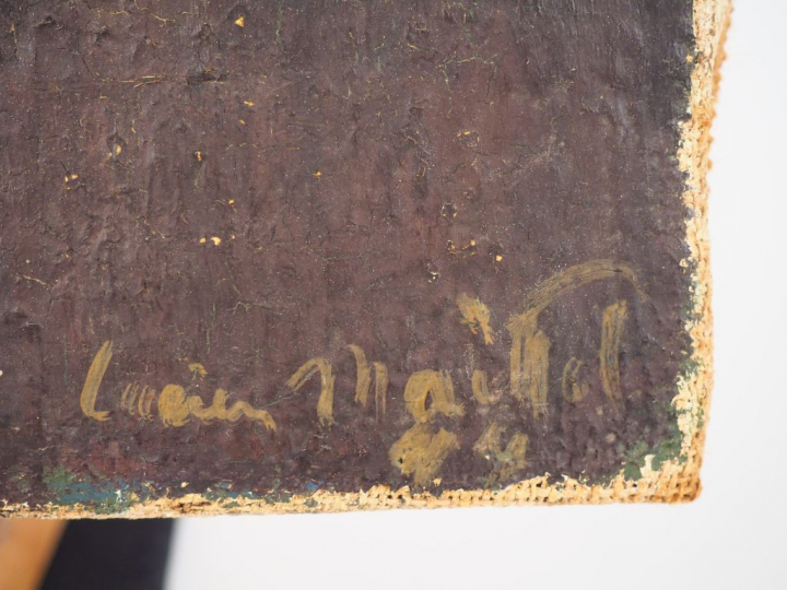 Lucien MAILLOL.  "Bouquet de roses dans un vase" Huile sur toile, sign