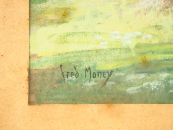 Fred MONEY. "Au parc". Pastel, signé en bas à gauche Dim. 20,5 x 30,5 
