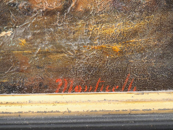 Adolphe MONTICELLI.  "Scène galante" Huile sur toile, signée en bas à 