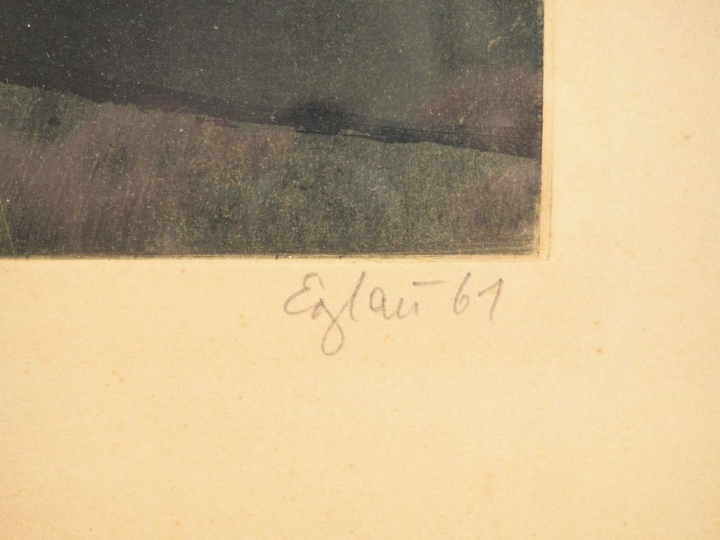 NETZE.  "Composition"  Eau forte en couleurs. numérotée 10/150. Dim. 6