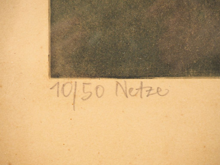NETZE.  "Composition"  Eau forte en couleurs. numérotée 10/150. Dim. 6