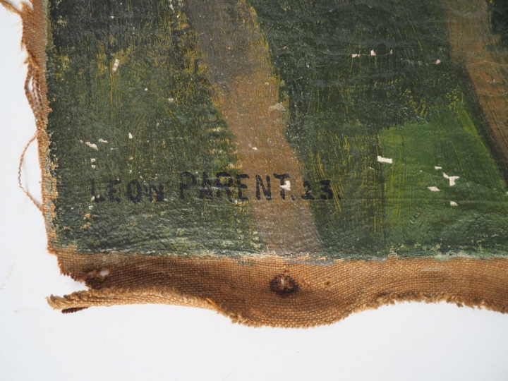 Léon PARENT. "bord de rivière" Huile sur toile, signée en bas à gauche