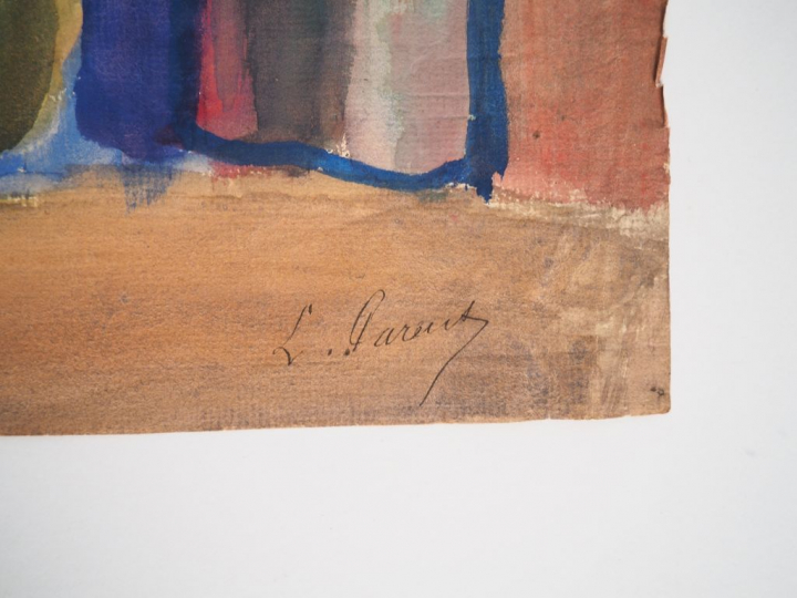 Léon PARENT. "jeune fille à la lecture" Aquarelle, signée en bas à dro