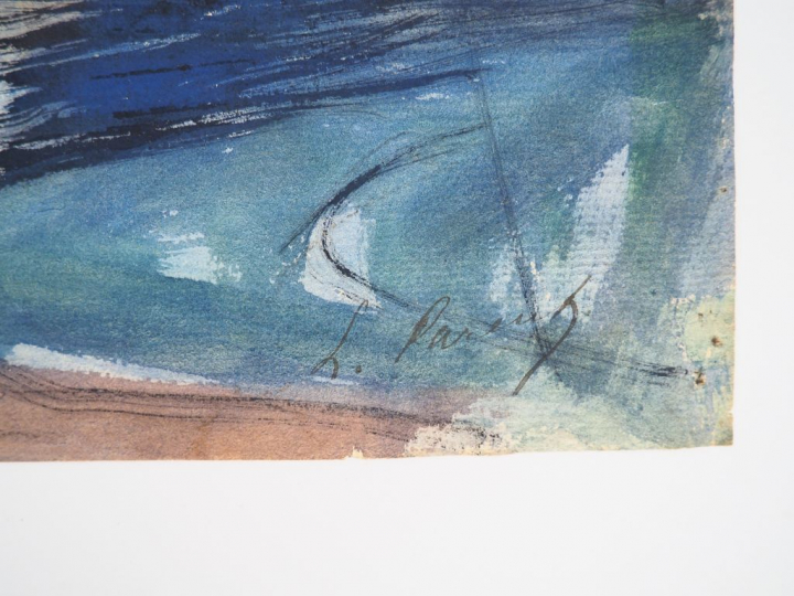 Léon PARENT. "nature morte au bouquet de fleurs" Aquarelle, signée en 