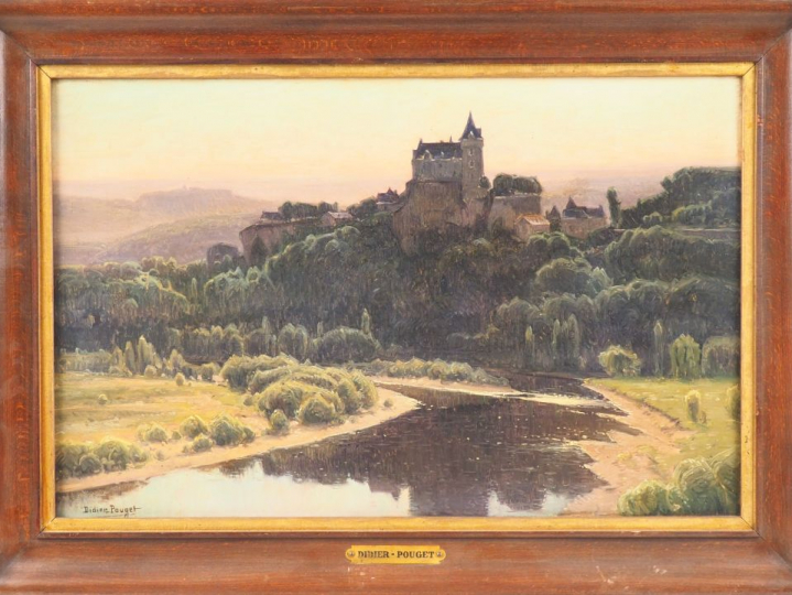 Didier POUGET. "le château de Montfort" Huile sur toile signée en bas 