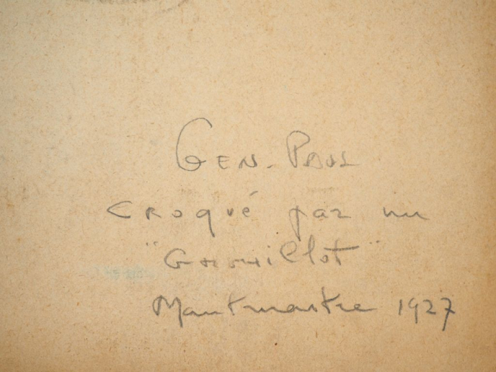 Germaine QUILLOT. "portrait de Gen Paul". Dessin au crayon. (accidents