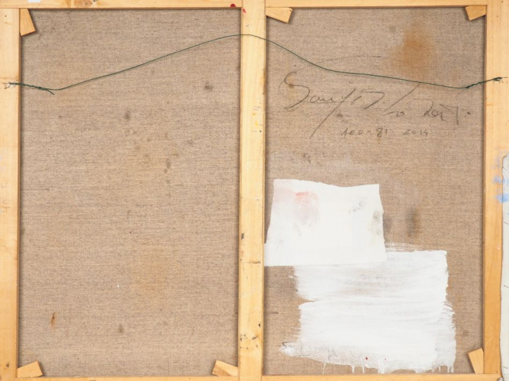 Robert SANYAS. "Hephaïstos" Huile sur toile, signée en bas à gauche et