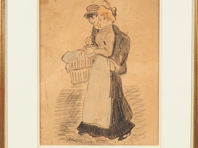 Théophile Alexandre STEINLEN.  "Le jeune homme et la blanchisseuse" De