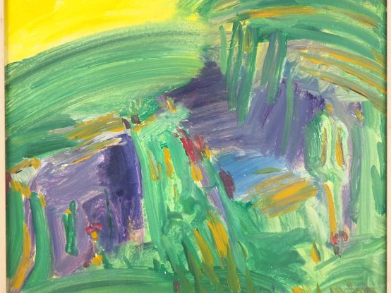 T'ANG AYWEN.  "composition abstraite". Huile sur papier Dim. 69 x 49 c