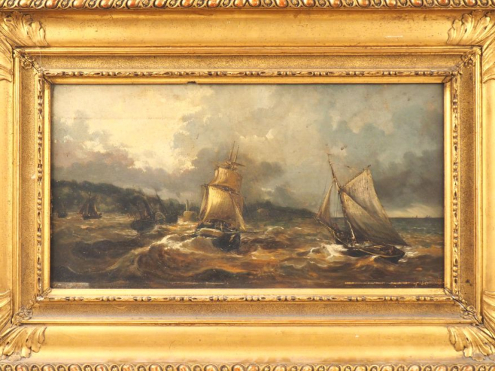 A. TOURNERE. "Marine". Huile sur panneau, signée en bas à droite. Dim.
