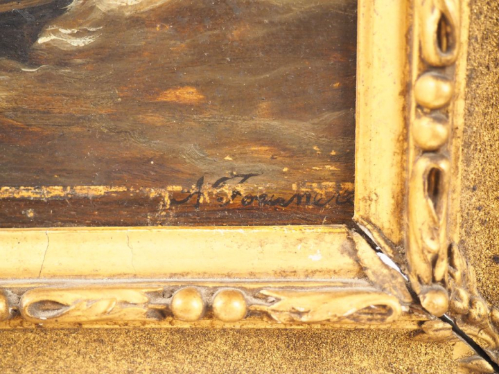 A. TOURNERE. "Marine". Huile sur panneau, signée en bas à droite. Dim.