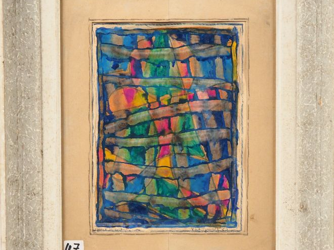 Pierre VALIGNAT. "Jeu de couleur". Aquarelle, signée en bas à droite e