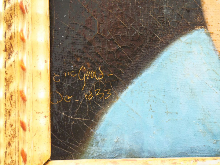 Ecole française XIXème. "portrait de jeune fille pensive" Huile sur to