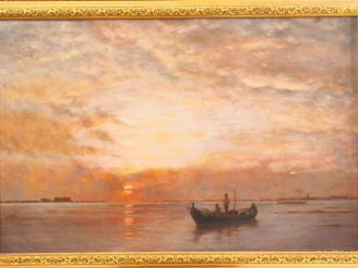 Vente aux enchères Ecole française XIXème. "pêcheurs sur la lagune" Huile sur toile Dim. 