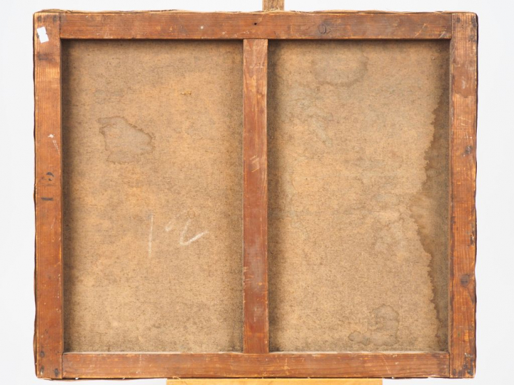 Ecole française début XXème. "Potager fleuri en bordure de village". H