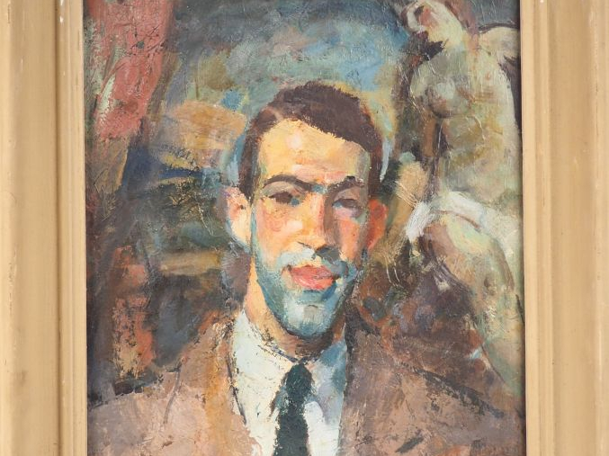 Ecole française XXème. "portrait d'homme" Huile sur carton, signée en 