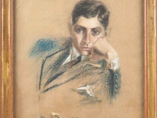 Elena CASTORI. "Portrait de Mario CAVAGLIERI" Pastel, signé en bas à g