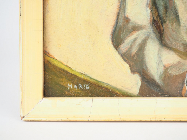 Mario CAVAGLIERI.  "Portrait de jeune homme au billet doux"  Huile sur