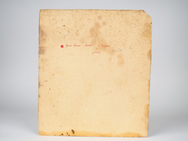 Mario CAVAGLIERI.  "Jeune femme lisant" (Térésina) Huile sur carton, t