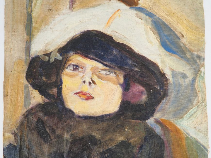 Mario CAVAGLIERI.  "Jeune femme" Huile sur toile Dim. 25 x 30 cm