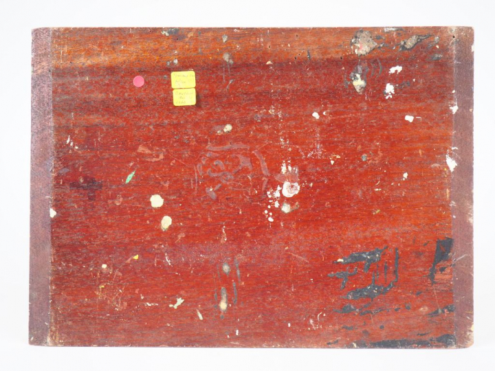 Mario CAVAGLIERI.  "Femme couchée sur le sable" Huile sur panneau, sig