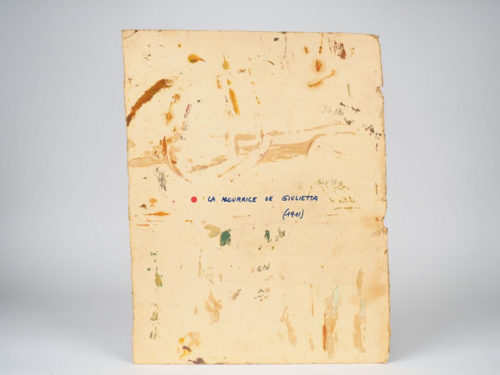 Mario CAVAGLIERI.  "La nourrice de Giulietta" Huile sur carton, titrée