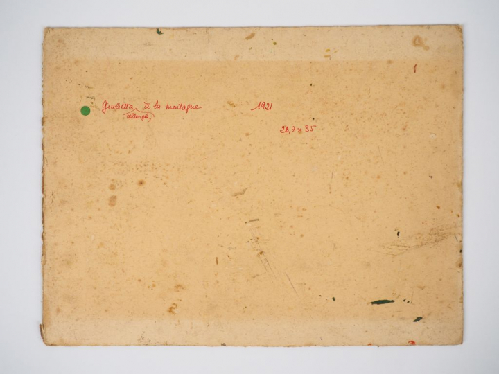 Mario CAVAGLIERI.  "Giulietta allongée à la montagne" Huile sur carton