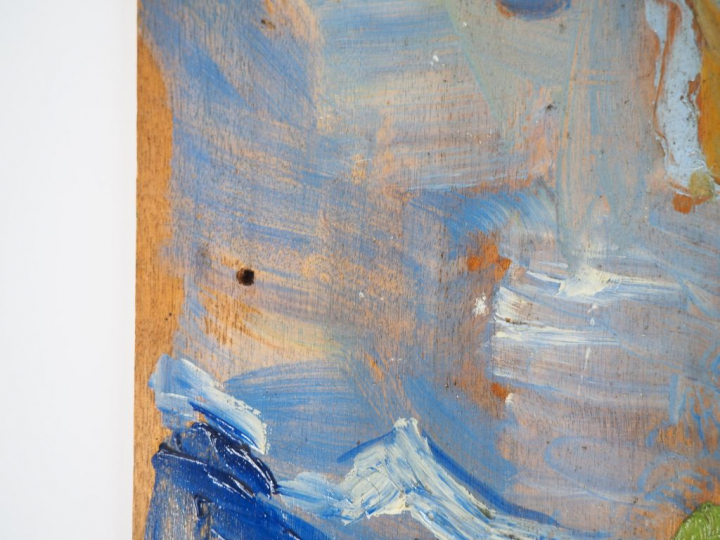 Mario CAVAGLIERI.  "Giulietta devant la chapelle" Huile sur carton, si