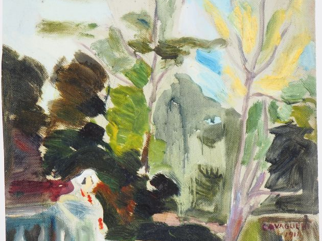 Mario CAVAGLIERI.  "Giulietta dans les jardins du Comte Giacommetti à 