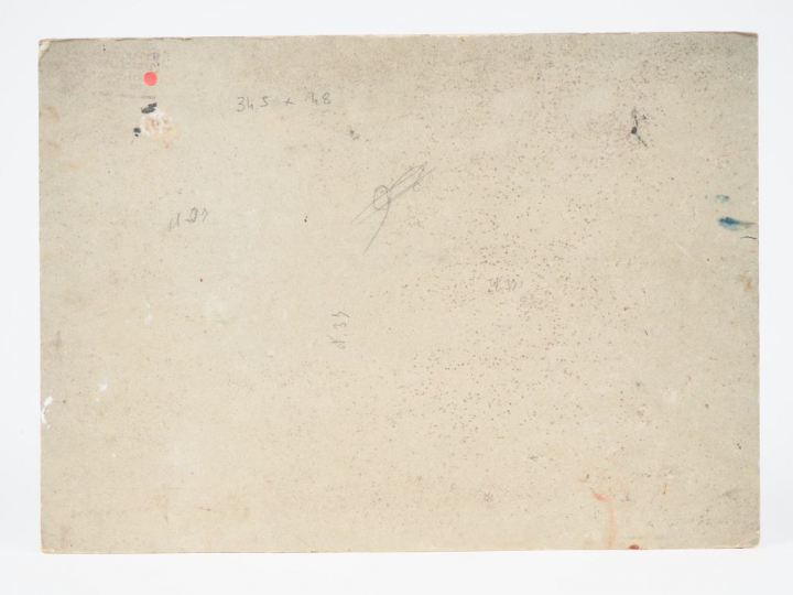 Mario CAVAGLIERI.  "La plage" Huile sur carton, signée en bas à droite