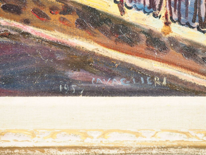 Mario CAVAGLIERI.  "Montmartre et la vigne de Montmartre". Huile sur t