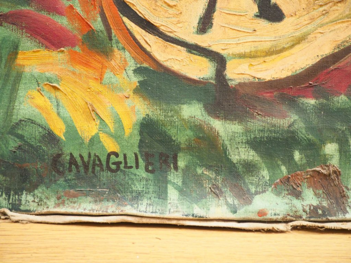 Mario CAVAGLIERI.  "La baignade"  Grande huile sur toile, signée en ba