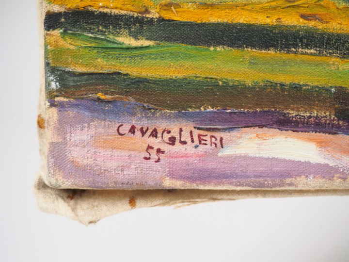 Mario CAVAGLIERI.  "Hommage à Lenôtre, vue d'une fenêtre du château" H