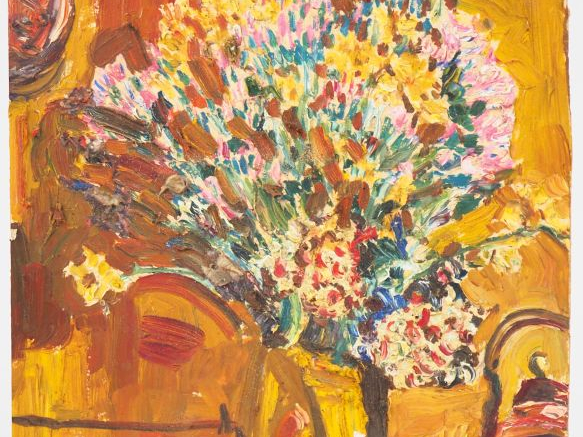 Mario CAVAGLIERI. "Bouquet de fleurs" Huile sur carton, signée et daté