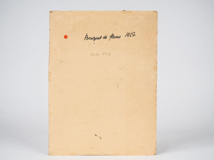 Mario CAVAGLIERI. "Bouquet de fleurs" Huile sur carton, signée et daté