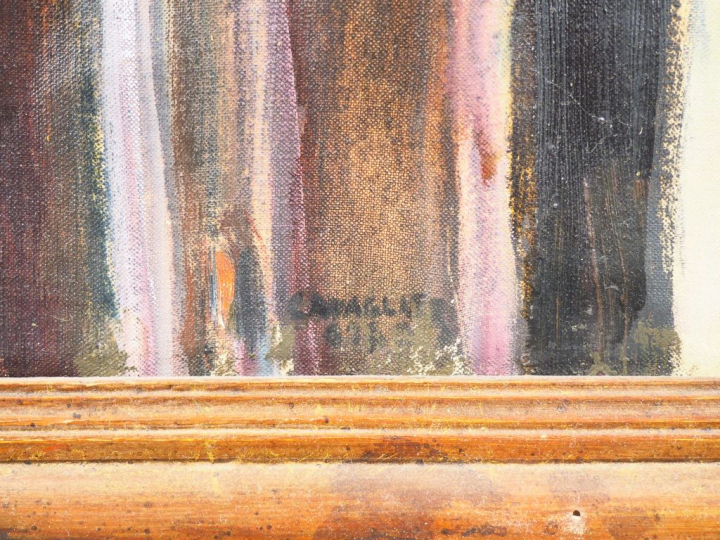 Mario CAVAGLIERI.  "Intérieur à Paris" Huile sur toile, signée en bas 