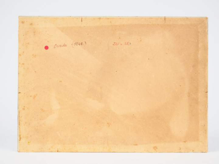 Mario CAVAGLIERI.  "Ovada" Huile sur carton, signée en bas à droite et