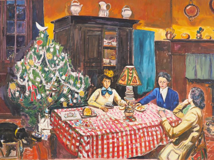 Mario CAVAGLIERI.  "Le jour des rois à Peyloubère" Grande huile sur to