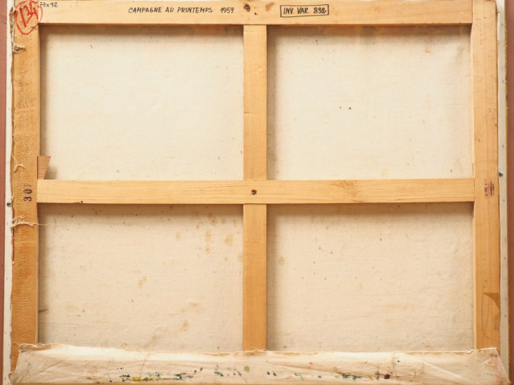 Mario CAVAGLIERI. "Campagne au printemps" Huile sur toile, signée en b