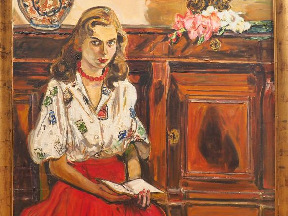 Mario CAVAGLIERI. "Nicole" Huile sur toile, signée en bas à droite et 