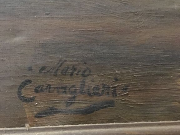 Mario CAVAGLIERI.  "La dame en noir" Huile sur toile, signée en bas à 