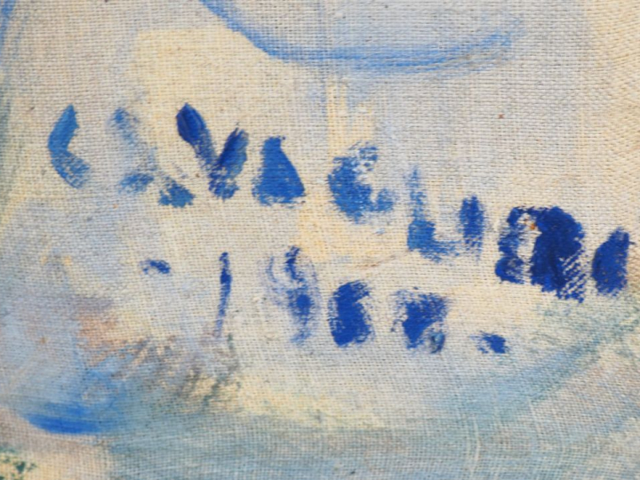 Mario CAVAGLIERI.  "Lys devant la fenêtre" Huile sur toile, signée en 