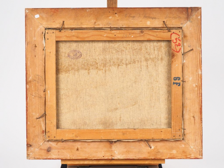 Mario CAVAGLIERI.  "Plage d'Hossegor" Huile sur toile, signée en bas à