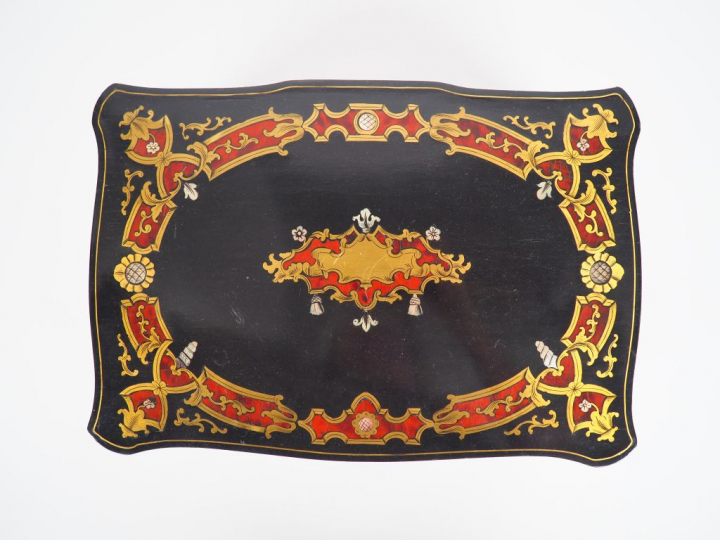 Boite à bijoux Napoléon III en marqueterie boulle et bois noirci. Dim.