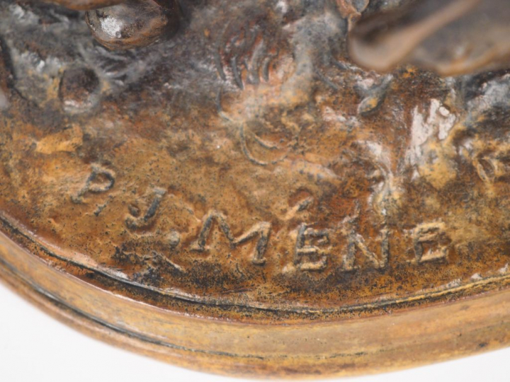 P. J. MENE. "la jument". Sculpture en bronze à patine médaille Signée.