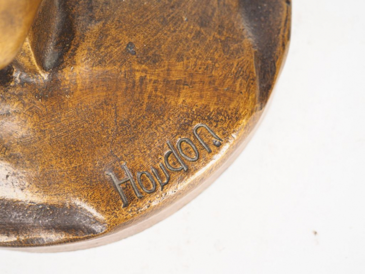 HOUDON (d'après). "Diane chasseresse". Sculpture en bronze patiné. Sig