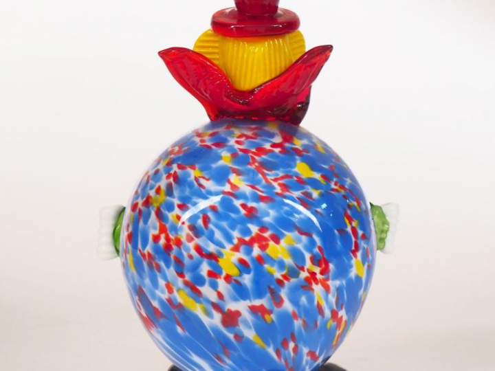 Sujet en verre filé de Murano "Le clown". H. 25 cm.