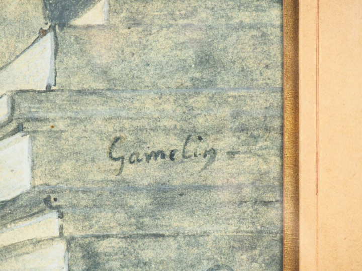 GAMELIN. "La mort du soldat romain"  Dessin signé en haut à droite  Di