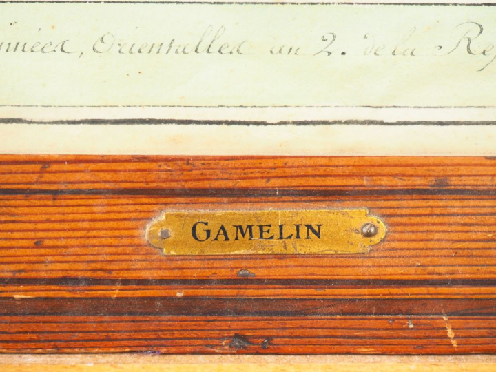 GAMELIN. "attaque de cavalerie près du Boulou" Dessin au lavis, signé 