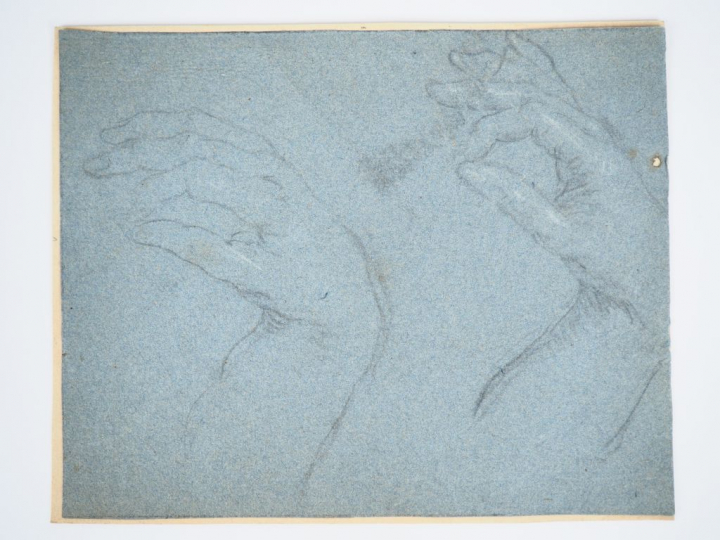 Ecole flamande XVIIème. "Etude de main recto-verso". Dessin. Dim. 23 x